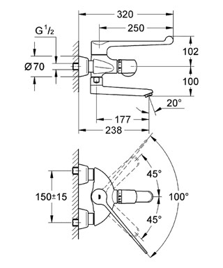 Grohe Grohtherm-Ergomix termosztátos mosdócsaptelep 1/2
