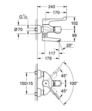 Grohe Grohtherm-Ergomix termosztátos mosdócsaptelep 1/2