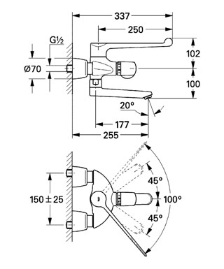 Grohe Grohtherm-Ergomix termosztátos mosdócsaptelep 1/2