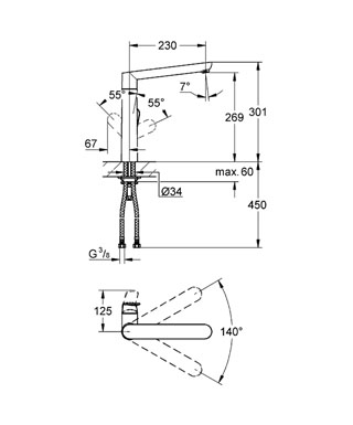 Grohe K7 egykaros mosogató csaptelep 1/2