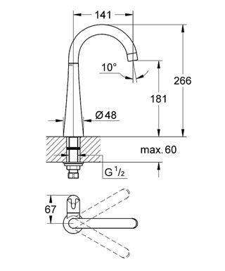Grohe Zedra kifolyószelep, 1/2
