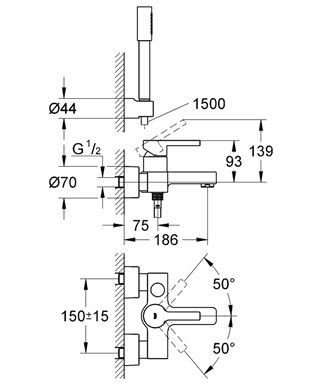 Grohe Lineare egykaros kádcsaptelep, 1/2
