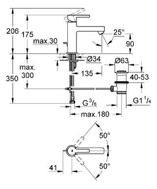 Grohe Lineare egykaros mosdócsaptelep 1/2 