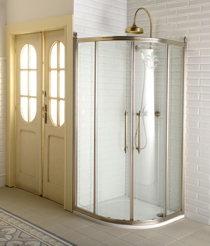 Sapho ANTIQUE 90x90 cm-es negyedköríves zuhanykabin, eltolható kétszárnyú ajtó, bronz (GQ5290)