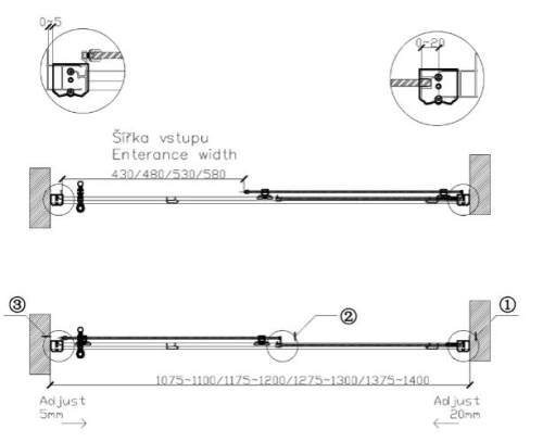 Sapho ANTIQUE 120 cm-es zuhanyajtó, eltolható ajtós, króm (GQ4512)