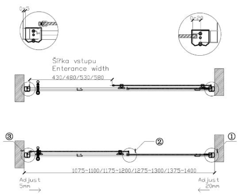 Sapho ANTIQUE 140 cm-es zuhanyajtó, eltolható ajtós, bronz (GQ4214)