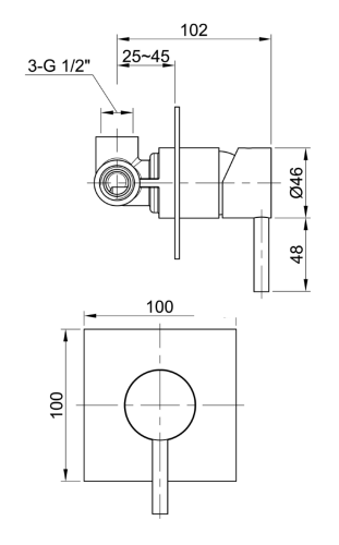 Sapho MINIMAL falsík alatti zuhanycsaptelep, inox MI041