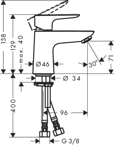 Hansgrohe Talis E egykaros mosdócsaptelep 80, automata lefolyó-garnitúra nélkül 71702 000 (71702000)