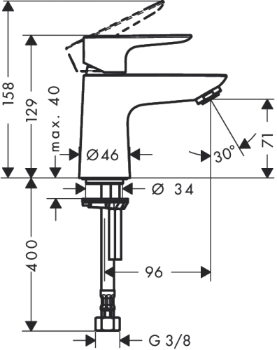 Hansgrohe Talis E egykaros hidegvizes mosdócsaptelep 80 71706 000 (71706000)