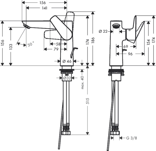 Hansgrohe Talis E egykaros mosdócsaptelep 150, automata lefolyó-garnitúrával 71754 000 (71754000)