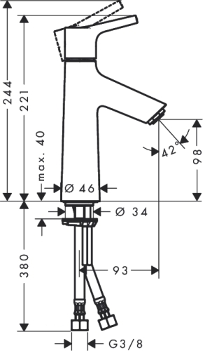 Hansgrohe Talis S 100 egykaros mosdócsaptelep, CoolStart, automata lefolyó-garnitúra nélkül 72023 000 (72023000)