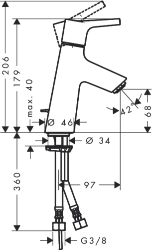 Hansgrohe Talis S 80 egykaros mosdócsaptelep LowFlow 3,5 l/perc automata lefolyó-garnitúrával 72015 000 (72015000)