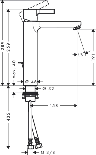 Hansgrohe Metris S egykaros magasított mosdócsaptelep 190 automata lefolyógarnitúrával 31021 000 (31021000)