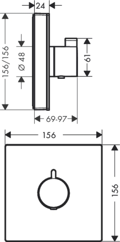 Hansgrohe ShowerSelect Glas termosztátos falsík alatti termosztátos csaptelep fekete/króm 15734 600 (15734600)