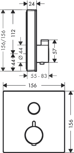 Hansgrohe ShowerSelect Glas termosztátos falsík alatti termosztátos csaptelep színkészlet fekete/króm 15737 600 (15737600)