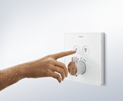 Hansgrohe ShowerSelect Glas termosztátos falsík alatti termosztátos csaptelep színkészlet fehér/króm 15738 400 (15738400)