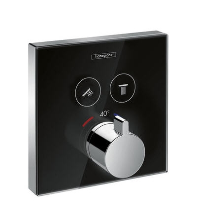 Hansgrohe ShowerSelect Glas termosztátos falsík alatti termosztátos csaptelep színkészlet fekete/króm 15738 600 (15738600)