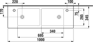 Jika Pure 100x34,5 cm-es dupla mosdó H8144220001041 (8.1442.2.000.104.1)