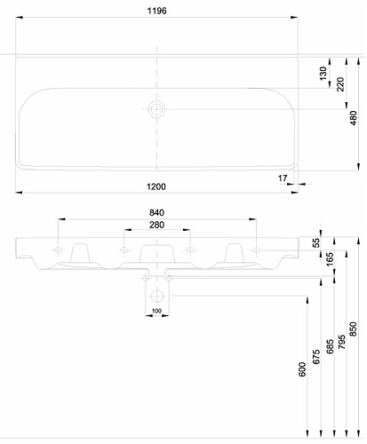 Kolo Traffic Mosdó bútorhoz (120x48 cm, L91020000)