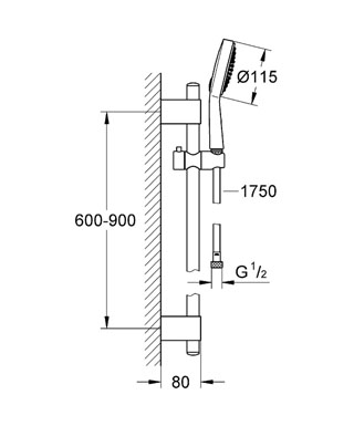 Grohe Power&Soul Cosmopolitan zuhanygarnitúra 27755 000 (27755000)
