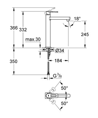 Grohe Quadra egykaros magasított mosdócsaptelep 23404 000 (23404000)