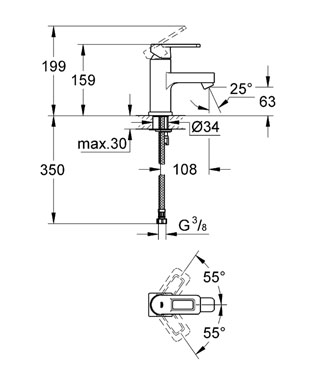 Grohe Quadra egykaros mosdócsaptelepsima testtel 23105 000 (23105000)