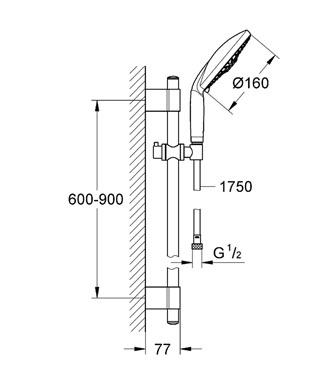 Grohe Rainshower Classic zuhanygarnitúra 160 mm-es kézizuhannyal 28770 001 (28770001)