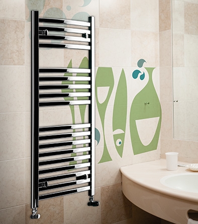 Lazzarini Merano íves dizájn törölközőszárítós radiátor, króm 803x600 mm (386279)