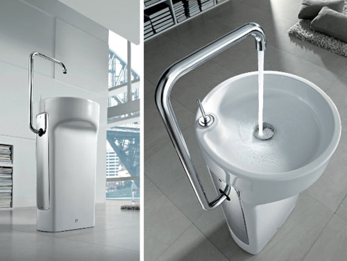 Roca Amberes szabadonálló porcelán mosdó, csapteleppel 893030001