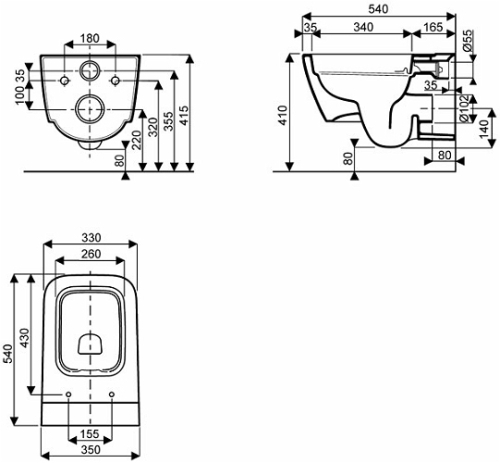 Kolo Life fali WC Rimfree, öblítőperem nélkül M23120000