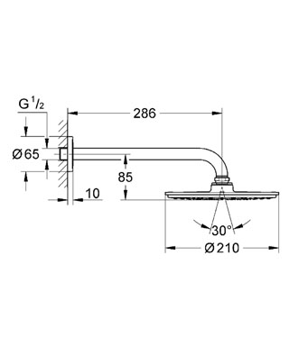 Grohe Rainshower Cosmopolitan 210 fejzuhany 286 mm zuhanykarral 26052 000 (26052000)