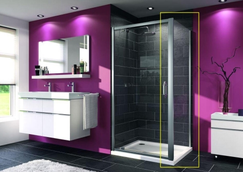 Hüppe Aqua 70 cm-es oldalfal, Anti-plaque bevonatú átlátszó üveg, króm profil (140501)