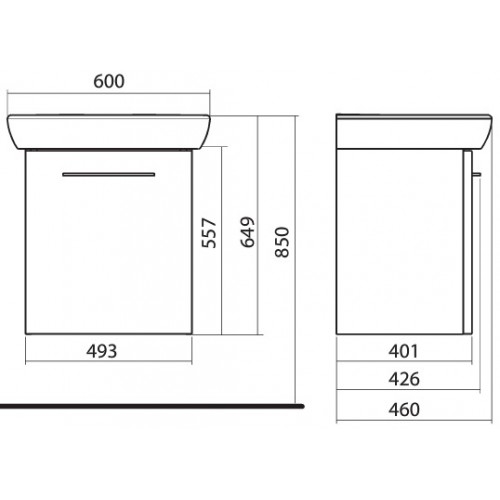 Kolo Nova Pro szürke/szürke fürdőszobaegység 65 cm (M39012000) M39012