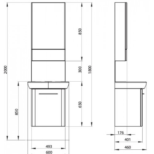 Kolo Nova Pro oszlopba rendezett mosdó szekrénnyel 60 (M39016000) M39016