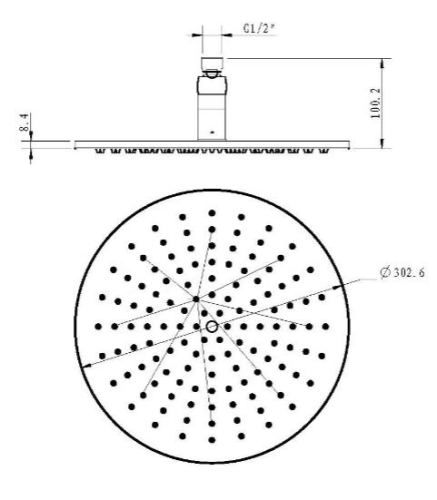 Sapho átmérő 300 mm-es LED fejzuhany, fehér LED-es világítással, króm (MS533)