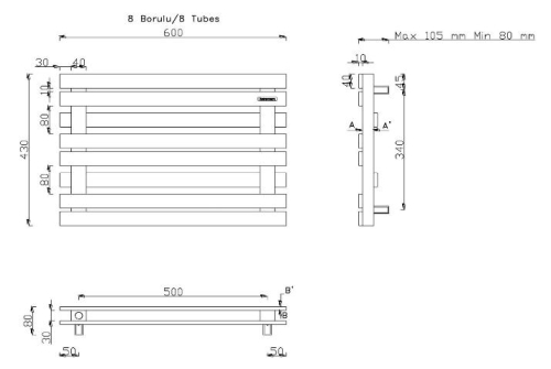 Sapho LARIS 600x430mm inox radiátor (0311-01)