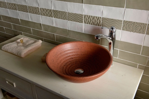 Sapho ATTILA 46cm átmérőjű kerámia mosdó, terrakotta barna (DK014)