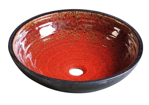 Sapho ATTILA 46cm átmérőjű kerámia mosdó, paradicsom vörös/kerozin (DK017)