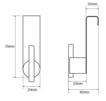 Sapho Neo Fogas, ajtóra 7x4x2 cm, matt inox (104106153) XS204