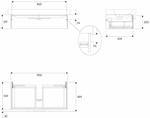 Kolo Life fényes szürke mosdószekrény 90 (89469000)