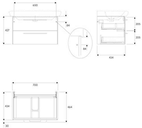 Kolo Life fényes szürke mosdószekrény 70 (89468000)