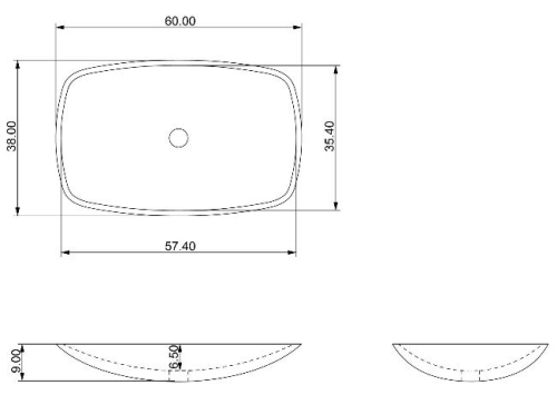 Sapho OBLONG ráültethető mosdó 60x38cm (3401-01)