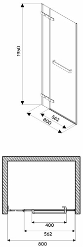 Kolo Next zuhany falfülke-ajtó törölközőtartóval (80 cm, HDRF80222R03)