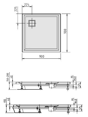 POLYSAN Avelin 90x90x4 cm zuhanytálca (54611)