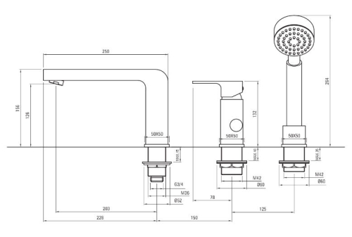 Deante Azalia kádperembe süllyeszthető kádtöltő csaptelep BDA 013M (K)