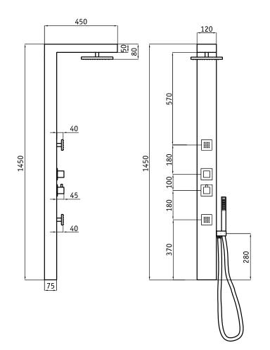 Deante Cubic zuhanypanel NOD 051K