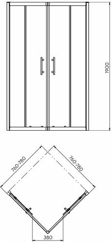 Kolo Geo-6 Easy szögletes zuhanykabin 80 (WKDK80222003)