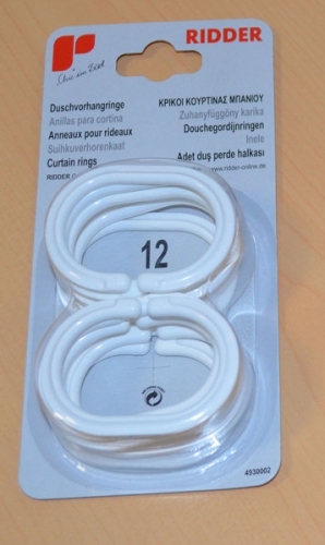 Sapho Ridder függönytartó karikák, műanyag, 12 db/csomag, fehér (49301)
