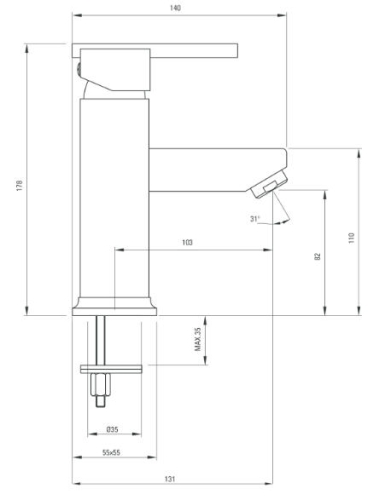 Deante Cubic egykaros mosdó csaptelep BDD 021M
