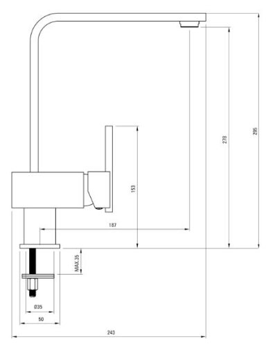 Deante Cubic egykaros mosogató csaptelep BDD 063M